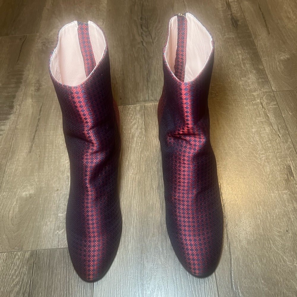 Jcrew red/blue print ankle boots